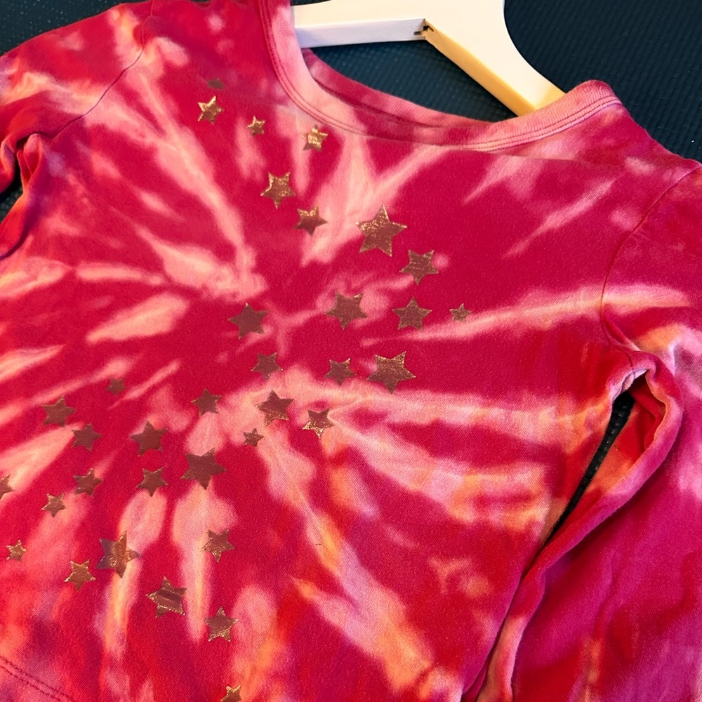 Pink long sleeve tie dye kids shirt